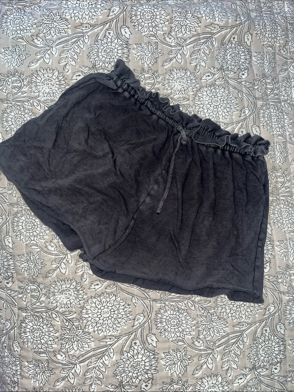 aerie Black Paperbag Waist Drawstring Lounge Shorts